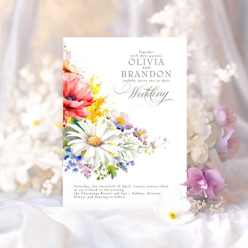 Elegant Wildflowers Wedding Invitation