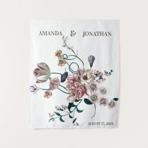 Elegant Wildflowers Wedding Photo Booth Backdrop