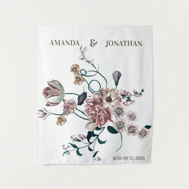 Elegant Wildflowers Wedding Photo Booth Backdrop (Front)