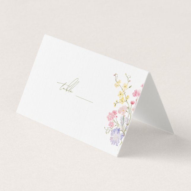Elegant Wildflowers Wedding Place Cards (Front)