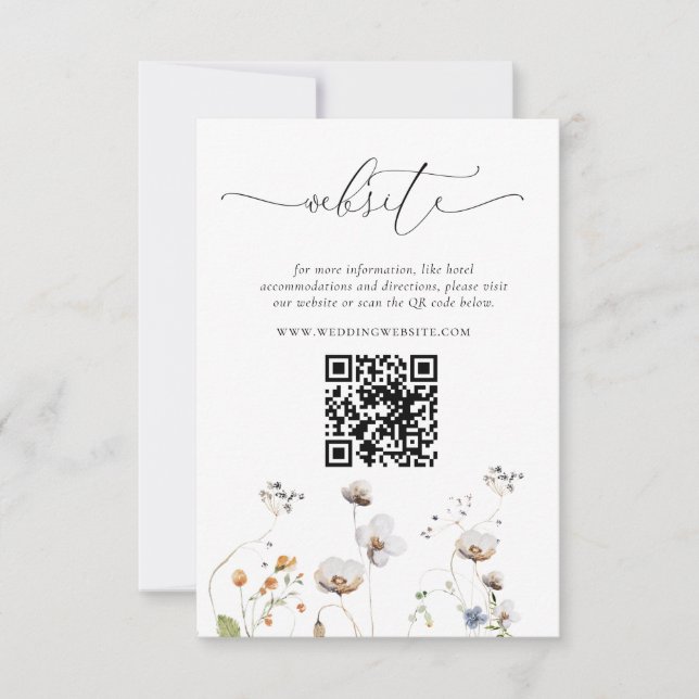 Elegant Wildflowers Wedding QR Code Invitation (Front)