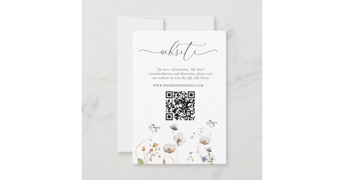 Elegant Wildflowers Wedding QR Code Invitation | Zazzle