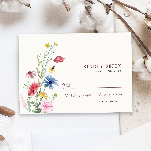 Elegant Wildflowers Wedding RSVP Card (Creator Uploaded)