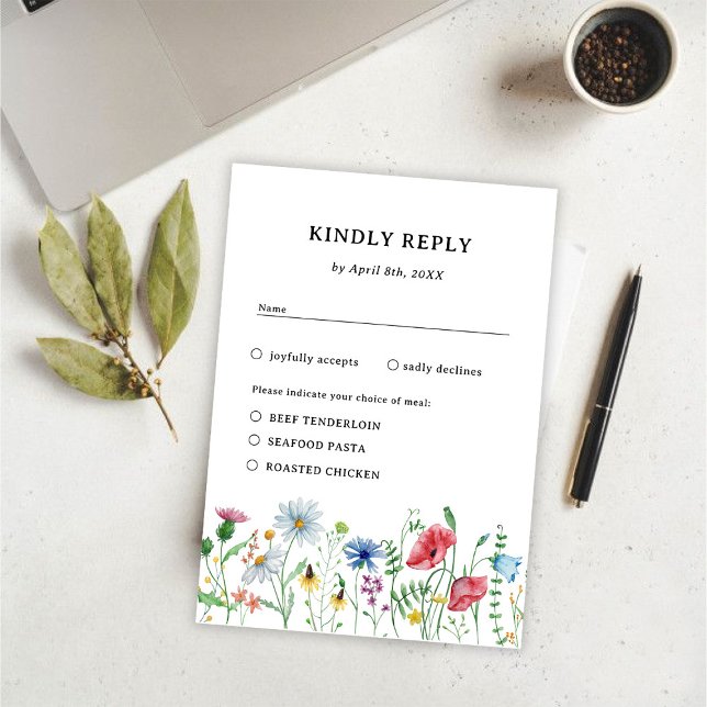Elegant Wildflowers Wedding RSVP Card (Creator Uploaded)