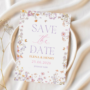 Elegant Wildflowers Wedding Save the Date Invitation