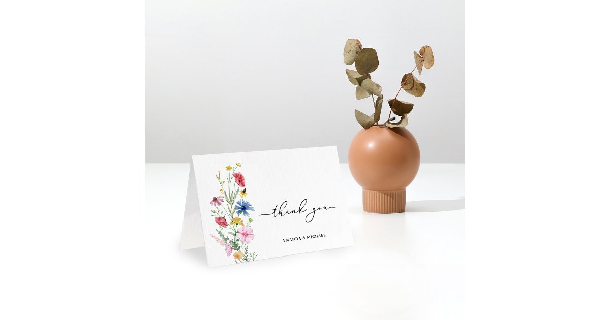 Elegant Wildflowers Wedding Thank You Card | Zazzle