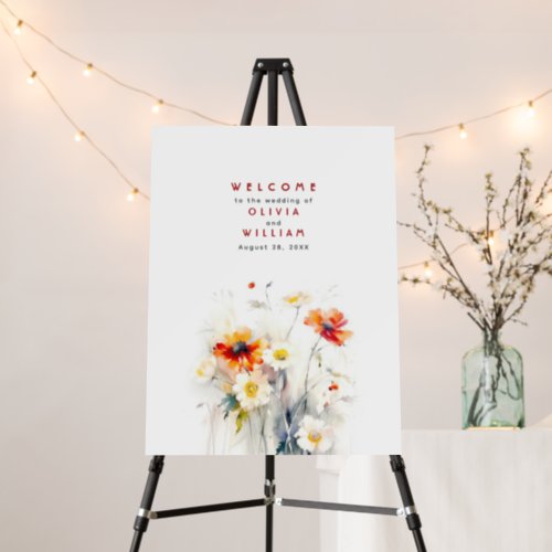 Elegant Wildflowers Wedding Welcome Sign