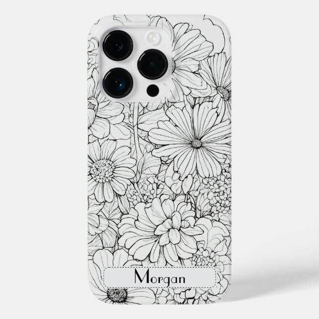 Elegant Wildflowers white and black Case-Mate iPhone Case (Back)