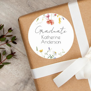 Elegant Wildflowers White Graduate Envelope Seals