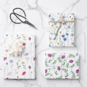 Elegant Wildflowers Wrapping Paper Sheets