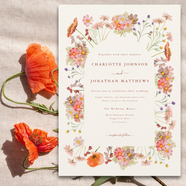 Elegant Wildlower Wedding Invitation (Elegant wildflower wedding invitation)
