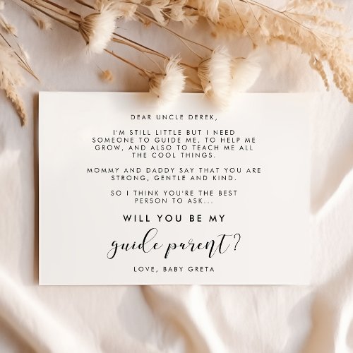 Elegant Will you be my guide parent card