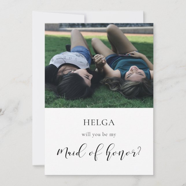 Elegant Will you be my Maid of honor photo card (Front)