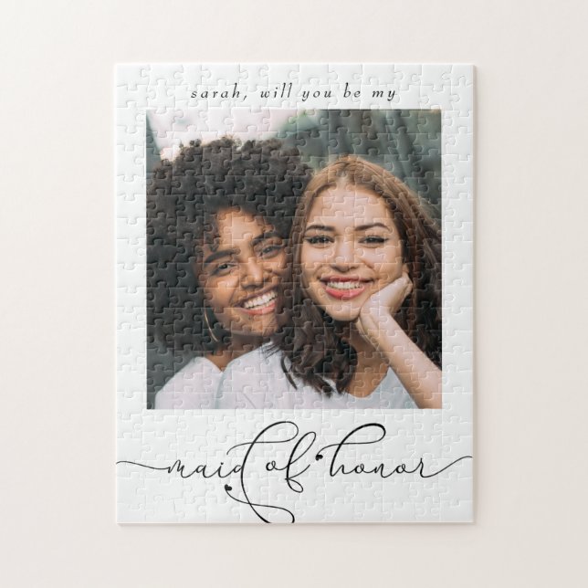 Elegant Will You Be My Maid of Honor Photo Jigsaw Puzzle (Vertical)