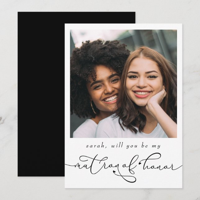 Elegant Will You Be My Matron of Honor Photo   (Front/Back)