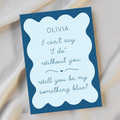 Elegant Will You Be My Something Blue Bridesmaid  Note Card