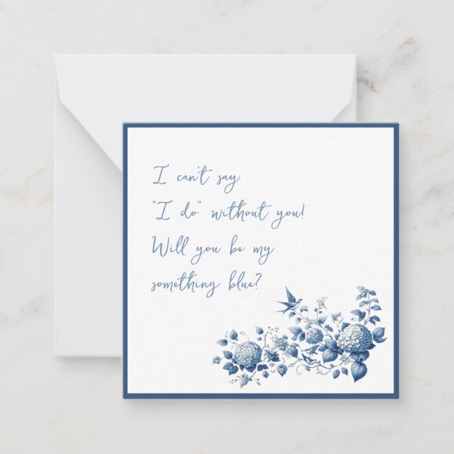 Elegant Will You Be My Something Blue Wedding Card (Front)