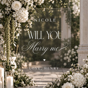 Elegant Will You Marry Me 18x24 Acrylic Sign