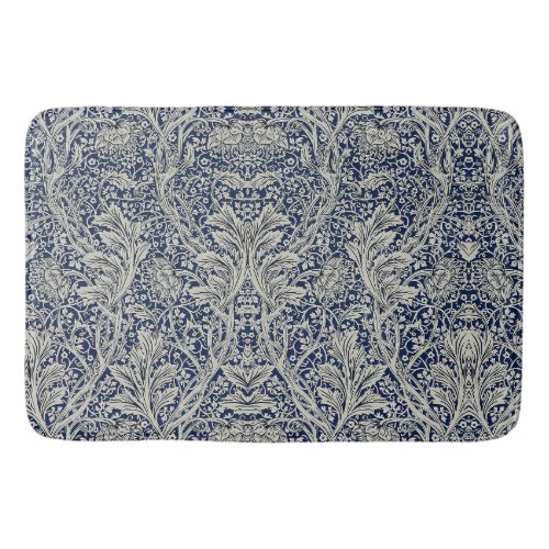 Elegant William Morris Floral Blue White Pattern   Bath Mat
