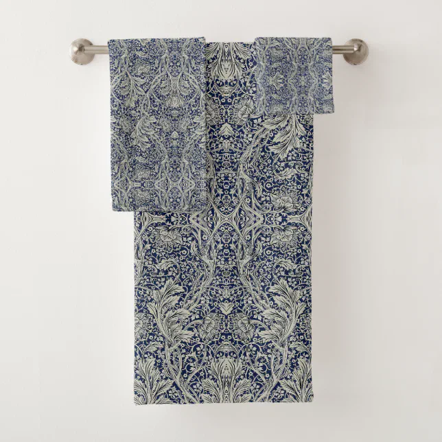 Elegant William Morris Floral Blue White Pattern Bath Towel Set | Zazzle