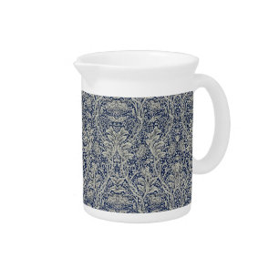 Elegant William Morris Floral Blue White Pattern Beverage Pitcher