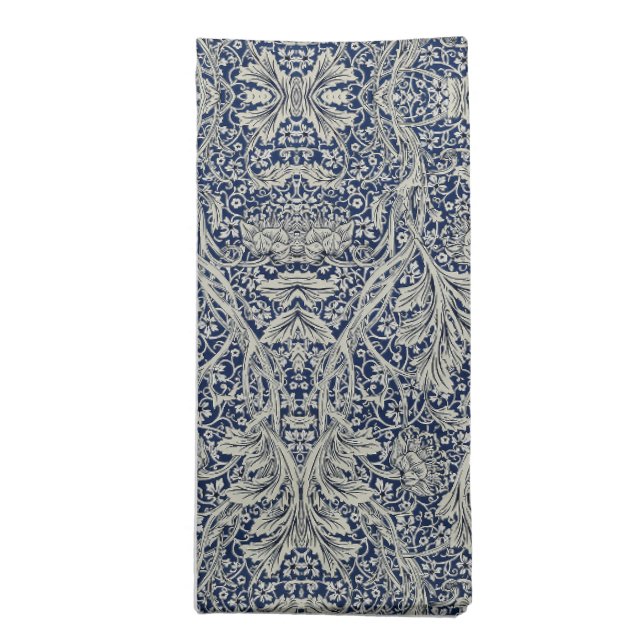 Elegant William Morris Floral Blue White Pattern   Cloth Napkin (Folded)