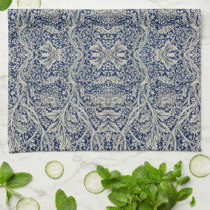 Elegant William Morris Floral Blue White Pattern   Kitchen Towel