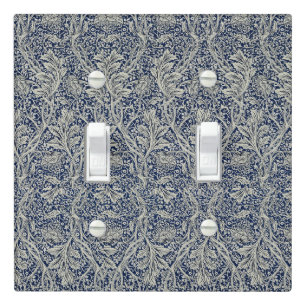 Elegant William Morris Floral Blue White Pattern   Light Switch Cover