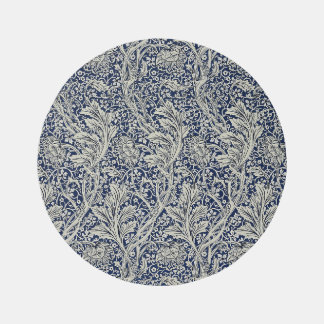 Elegant William Morris Floral Blue White Pattern Rug