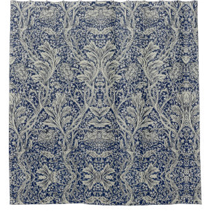 Elegant William Morris Floral Blue White Pattern Shower Curtain