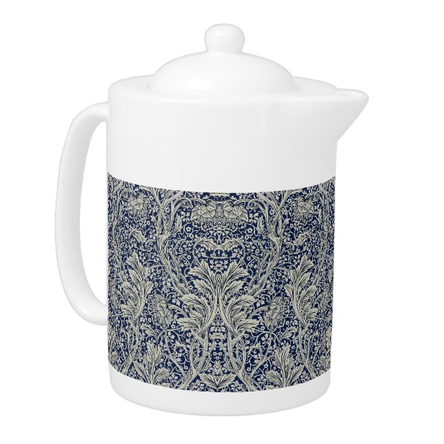Elegant William Morris Floral Blue White Pattern   Teapot (Left)