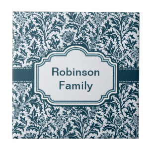 Elegant William Morris Floral Thistle Pattern Tile