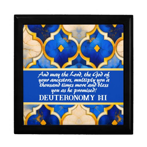 Elegant William Morris Gold  Blue Bible Verse Gift Box