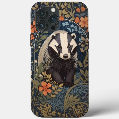 Elegant William Morris Inspired Badger iPhone 13 Pro Max Case