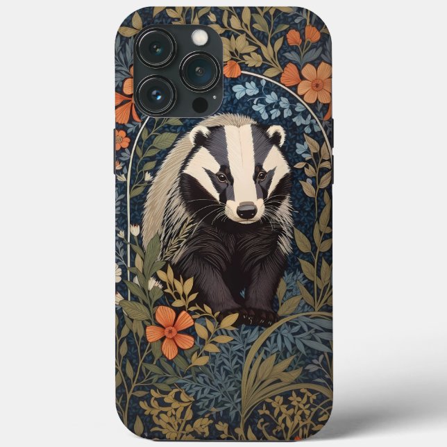 Elegant William Morris Inspired Badger Case-Mate iPhone Case (Back)