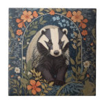 Elegant William Morris Inspired Badger Ceramic Tile<br><div class="desc">Elevate your home décor with this Elegant William Morris Inspired Badger Ceramic Tile. This exquisite tile seamlessly marries the intricate beauty of William Morris-inspired patterns with the grace of a dignified badger motif. It's not just a durable and timeless addition but also a unique piece of art for your walls,...</div>
