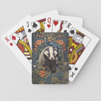 Elegant William Morris Inspired Badger Playing Cards