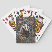 Elegant William Morris Inspired Badger Poker Cards