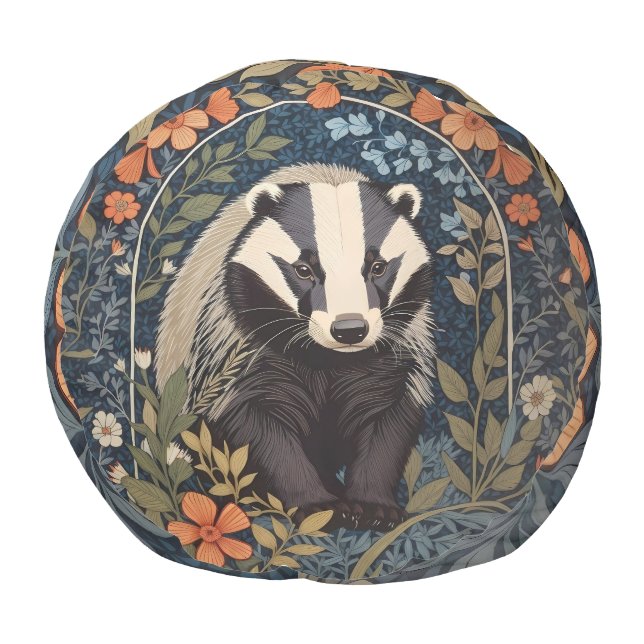 Elegant William Morris Inspired Badger Pouf (Bottom)