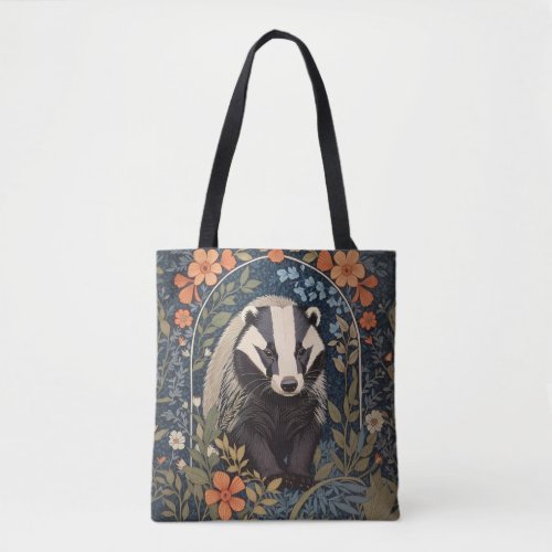 Elegant William Morris Inspired Badger Tote Bag