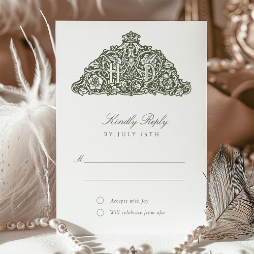 Elegant William Morris Inspired RSVP Card Wedding