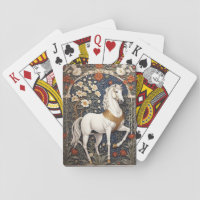 Elegant William Morris Inspired White Horse Playing Cards