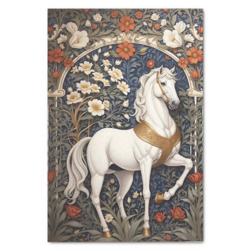 Elegant William Morris Inspired White Horse Tissue Paper