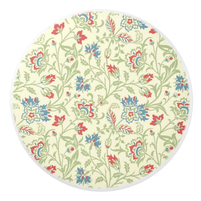Elegant William Morris Renaissance Floral Ceramic Knob (Front)