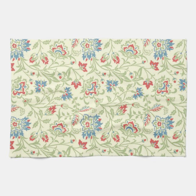 Elegant William Morris Renaissance Floral Kitchen Towel (Horizontal)