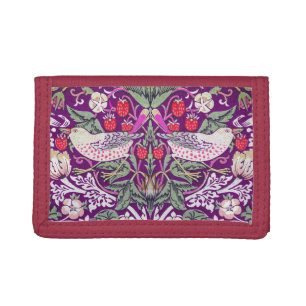 Elegant William Morris Strawberry Thief Trifold Wallet