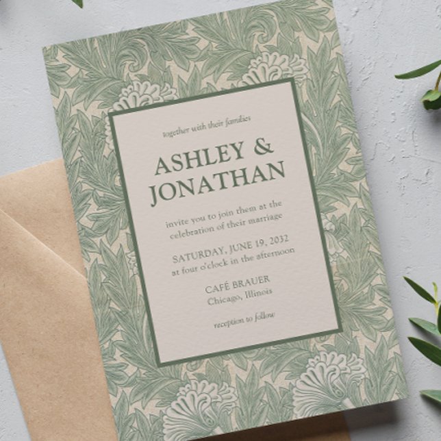 Elegant William Morris Tulip Pattern Wedding Invitation (Creator Uploaded)