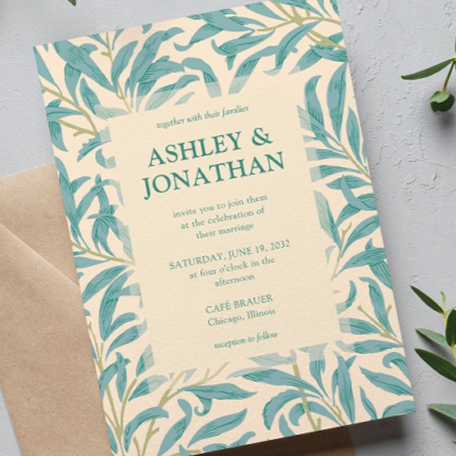Elegant William Morris Willow Pattern Wedding Invitation (Creator Uploaded)
