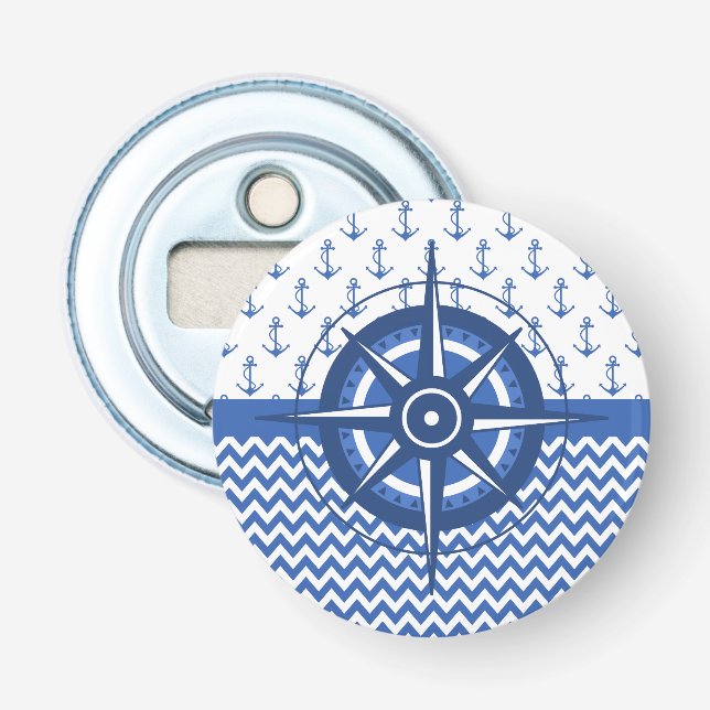 Elegant Windrose Nautical Coastal Pattern Bottle Opener (Front)