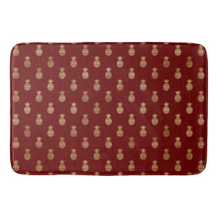 Elegant Wine and Gold Pineapples  Bath Mat